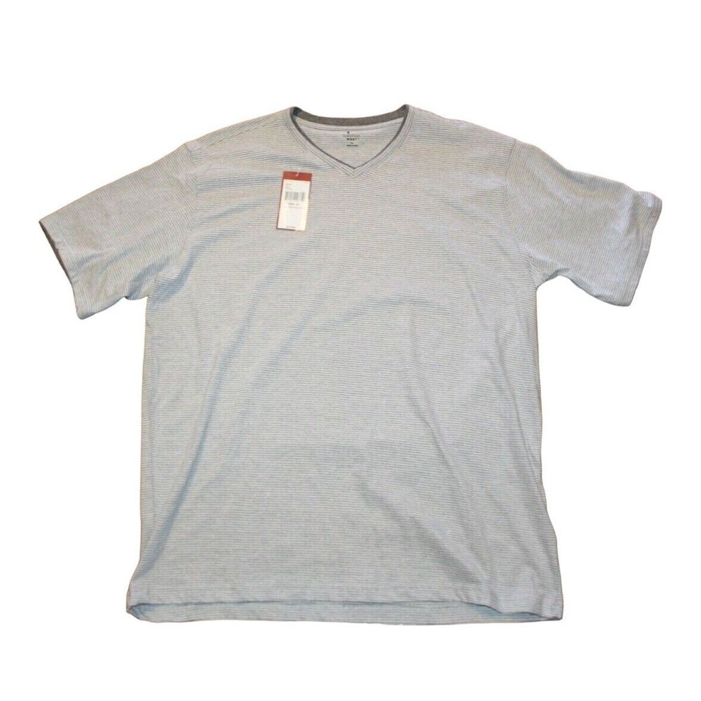 Junction West Men's Short Sleeve V Neck Pullover Polo Shirt Gray Stripe NWT